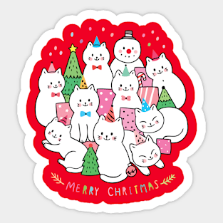 Merry Christmas Lovely Cats Sticker